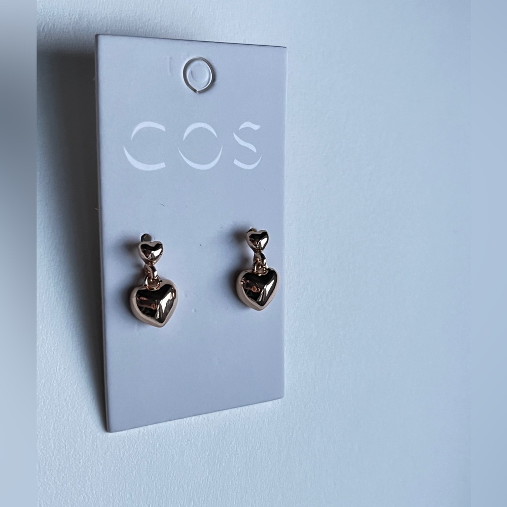 COS Metallic Heart Drop Earrings